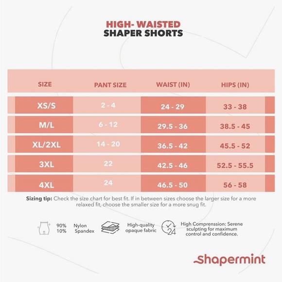 NWT -Empetua by Shapermint High Waisted Shaper Short - Nude Size XL/XXL - Picture 6 of 8